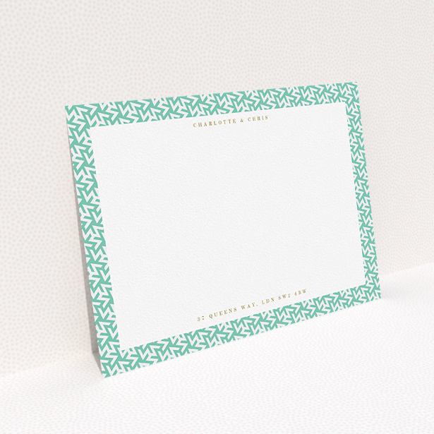 A couples correspondence card named "Born in the 80s". It is an A5 card in a landscape orientation. "Born in the 80s" is available as a flat card, with tones of green and white.