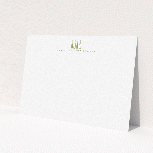 A couples correspondence card named "Drinking for four". It is an A5 card in a landscape orientation. "Drinking for four" is available as a flat card, with tones of white and Gold.