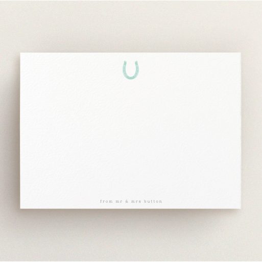 Correspondence Card Design (Couples) - "Everyone needs luck" A couples correspondence card design titled "Everyone needs luck". It is an A5 card in a landscape orientation. "Everyone needs luck" is available as a flat card, with tones of white and blue.
