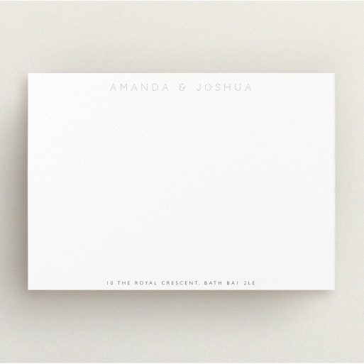 Correspondence Card Design (Couples) - "Name in lights" A couples correspondence card called "Name in lights". It is an A5 card in a landscape orientation. "Name in lights" is available as a flat card, with mainly white colouring.