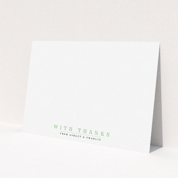 A couples correspondence card named "Overwritten colour". It is an A5 card in a landscape orientation. "Overwritten colour" is available as a flat card, with tones of white and green.