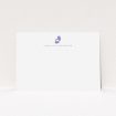 A couples correspondence card design named "Purple sound". It is an A5 card in a landscape orientation. "Purple sound" is available as a flat card, with tones of white and purple.