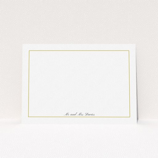 A couples correspondence card called "Simple gold". It is an A5 card in a landscape orientation. "Simple gold" is available as a flat card, with tones of white and gold.