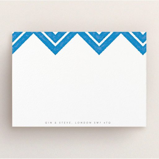 Correspondence Card Design (Couples) - "Skiapthos" A couples correspondence card design titled "Skiapthos". It is an A5 card in a landscape orientation. "Skiapthos" is available as a flat card, with tones of blue and white.