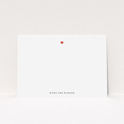 A couples correspondence card template titled "Wonderful heart". It is an A5 card in a landscape orientation. "Wonderful heart" is available as a flat card, with tones of white and red.