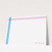 A couples custom writing stationery called "Crossing Paths". It is an A5 card in a landscape orientation. "Crossing Paths" is available as a flat card, with tones of blue and pink.