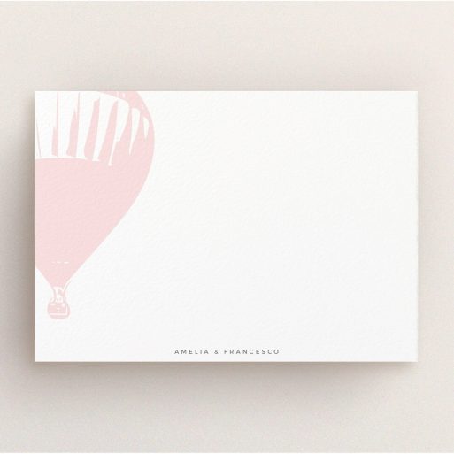 Custom Writing Stationery Design (Couples) - "Drifting away" A couples custom writing stationery template titled "Drifting away". It is an A5 card in a landscape orientation. "Drifting away" is available as a flat card, with tones of pink and white.