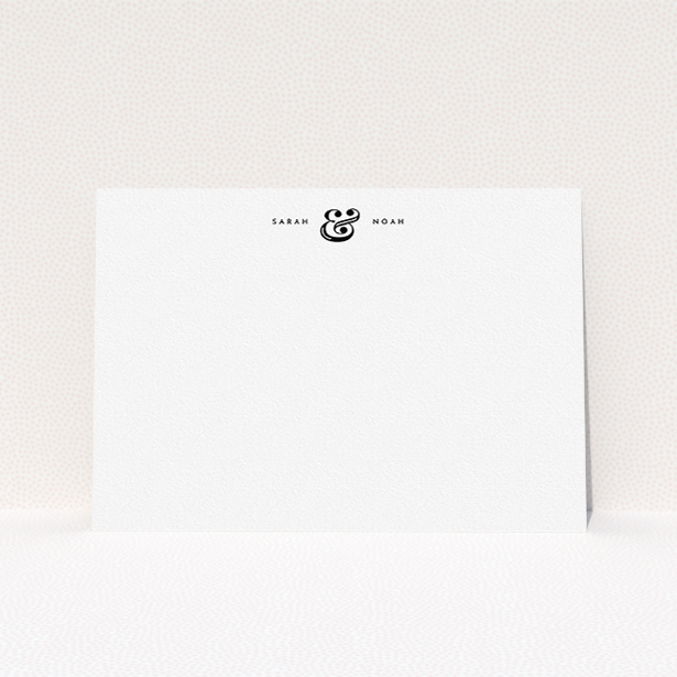A couples custom writing stationery called "Keep it clean". It is an A5 card in a landscape orientation. "Keep it clean" is available as a flat card, with tones of white and black.