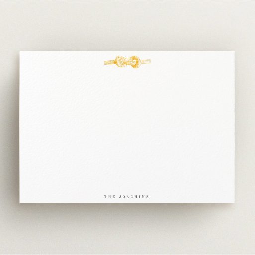 Custom Writing Stationery Design (Couples) - "Tie the knot" A couples custom writing stationery design called "Tie the knot". It is an A5 card in a landscape orientation. "Tie the knot" is available as a flat card, with tones of white and orange.