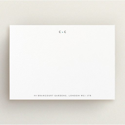 Custom Writing Stationery Design (Couples) - "You and me and where we live" A couples custom writing stationery named "You and me and where we live". It is an A5 card in a landscape orientation. "You and me and where we live" is available as a flat card, with tones of white and blue.