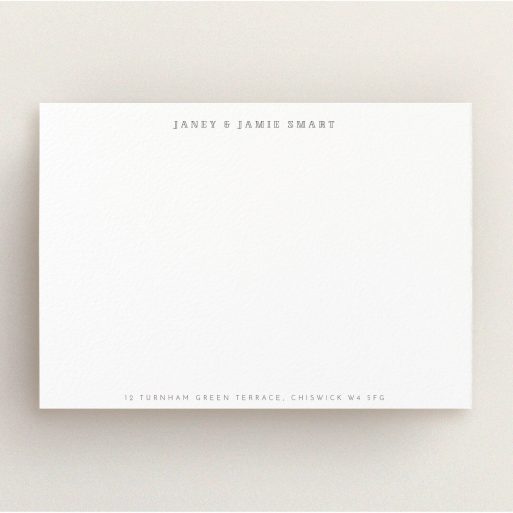 Personalised Note Card Design (Couples) - "A touch of Old" A couples personalised note card design titled "A touch of Old". It is an A5 card in a landscape orientation. "A touch of Old" is available as a flat card, with mainly white colouring.