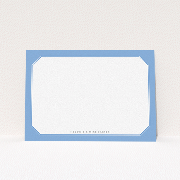 A couples personalised note card named "Classic Blur". It is an A6 card in a landscape orientation. "Classic Blur" is available as a flat card, with tones of blue and white.
