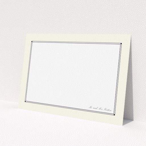 A couples personalised note card named 'Deco cream '. It is an A5 card in a landscape orientation. 'Deco cream ' is available as a flat card, with mainly cream colouring.