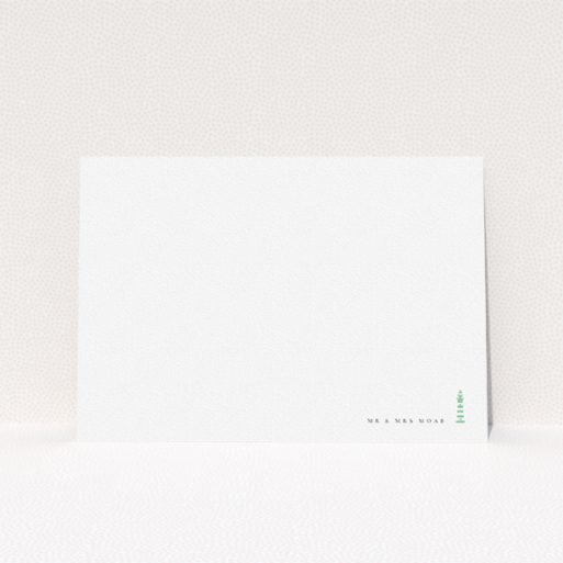 A couples personalised note card design titled "Find your way home". It is an A5 card in a landscape orientation. "Find your way home" is available as a flat card, with tones of white and Teal.