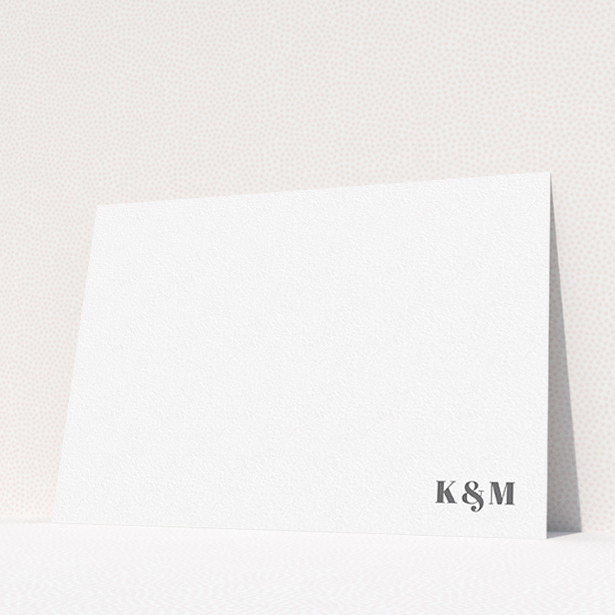 A couples personalised note card named "Just the initials". It is an A5 card in a landscape orientation. "Just the initials" is available as a flat card, with mainly white colouring.