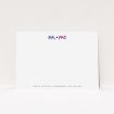A couples personalised note card template titled "Mr and Mrs". It is an A5 card in a landscape orientation. "Mr and Mrs" is available as a flat card, with tones of white and blue.
