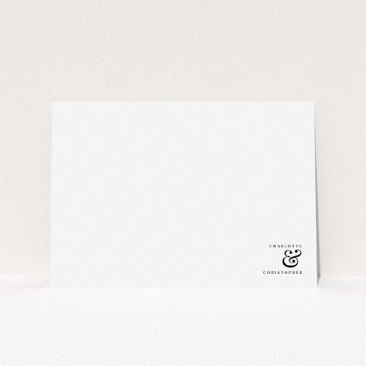 A couples personalised note card design titled "Nothing between us". It is an A5 card in a landscape orientation. "Nothing between us" is available as a flat card, with mainly white colouring.