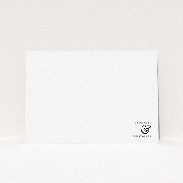 A couples personalised note card design titled "Nothing between us". It is an A5 card in a landscape orientation. "Nothing between us" is available as a flat card, with mainly white colouring.