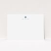 A couples personalised note card design titled "Shaded sundial". It is an A5 card in a landscape orientation. "Shaded sundial" is available as a flat card, with tones of white and Navy blue.