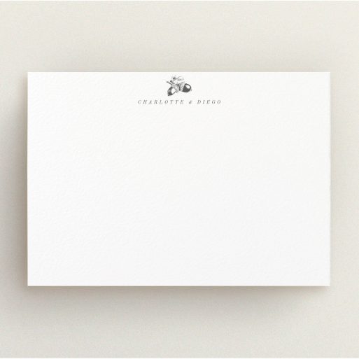 Personalised Note Card Design (Couples) - "Short and stout " A couples personalised note card template titled "Short and stout ". It is an A5 card in a landscape orientation. "Short and stout " is available as a flat card, with tones of white and black.