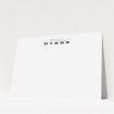 A couples personalised note card design called "Under written". It is an A5 card in a landscape orientation. "Under written" is available as a flat card, with mainly white colouring.