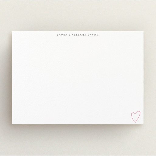 Personalised Note Card Design (Couples) - "With love from me to you" A couples personalised note card called "With love from me to you". It is an A5 card in a landscape orientation. "With love from me to you" is available as a flat card, with tones of white and pink.