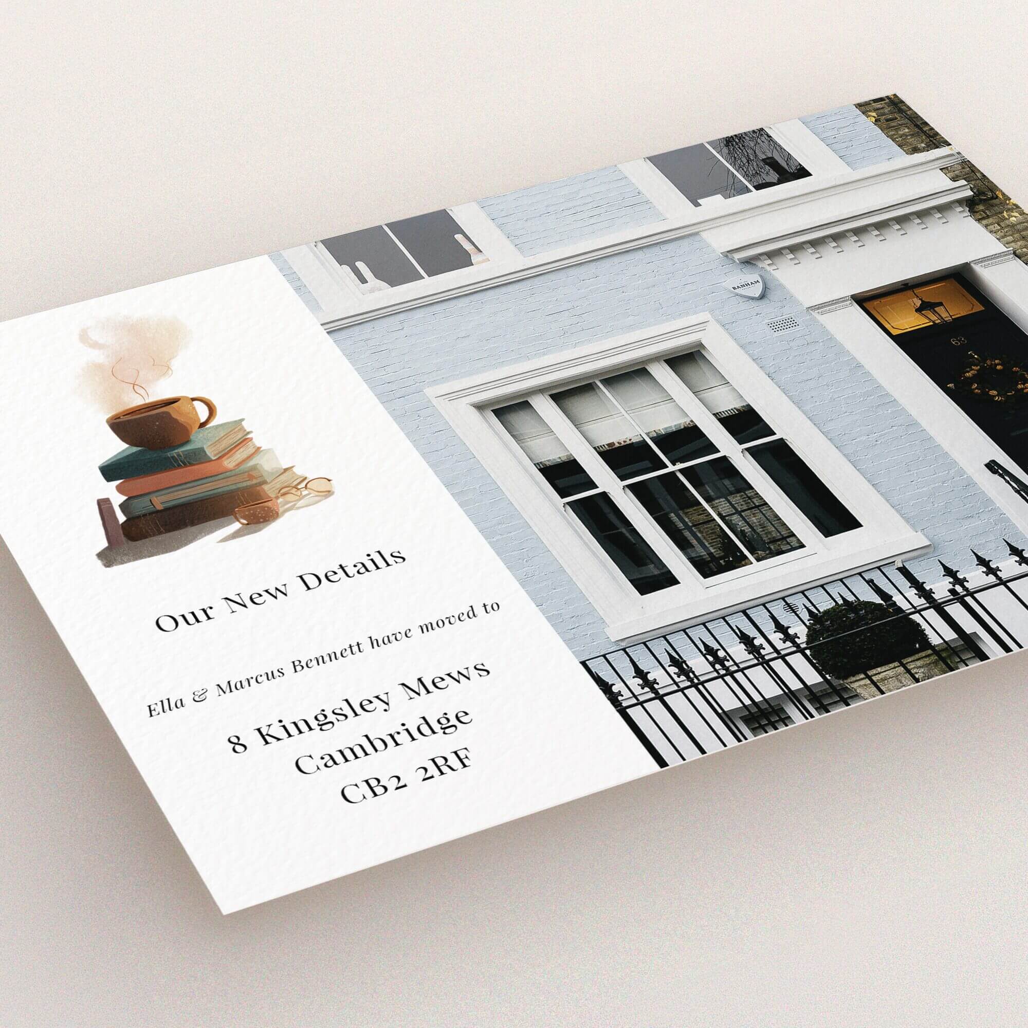 Change of address card design with one image of a house exterior.