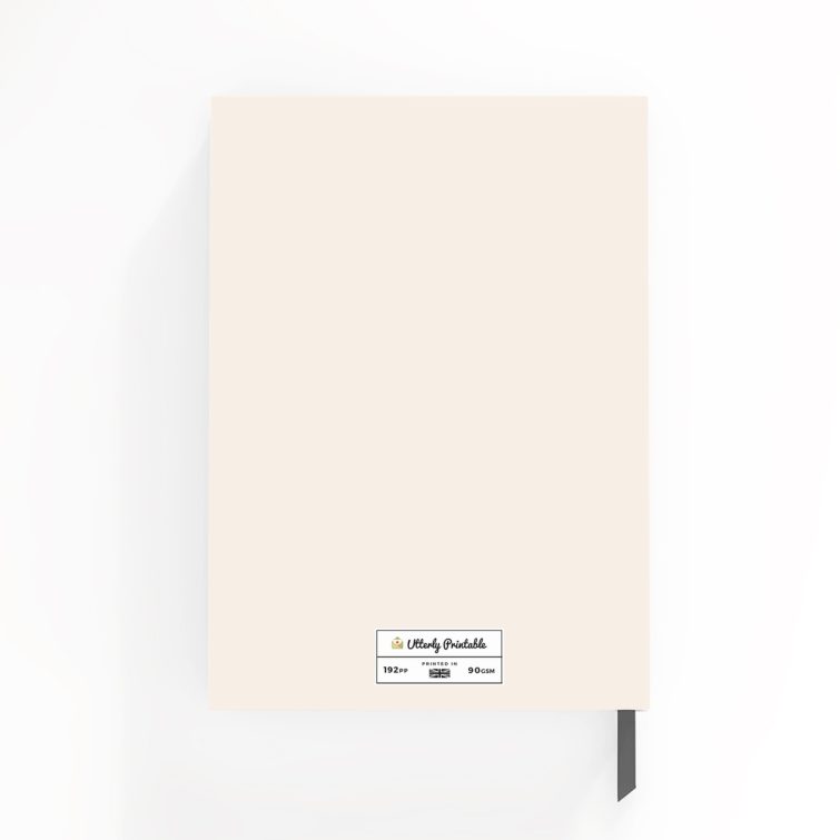 Minimalist notebook cover design with one photo on the front, perfect for customisation by Utterly Printable.