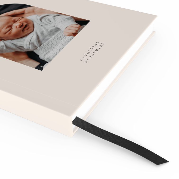 Minimalist notebook cover design with one photo on the front, perfect for customisation by Utterly Printable.