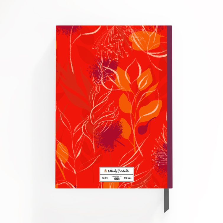 Colourful floral notebook cover design with one photo on the front, ideal for personalised stationery from Utterly Printable.