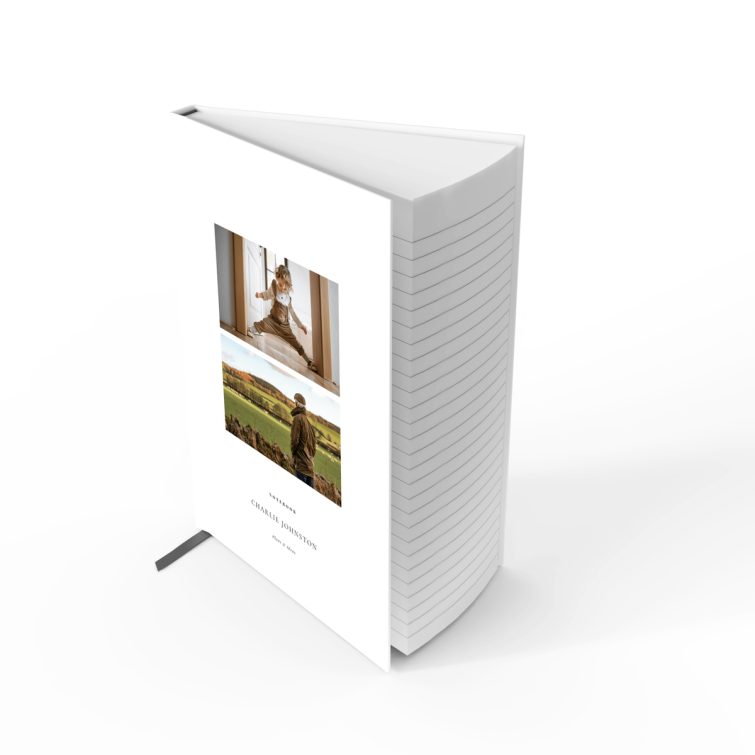 Personalised notebook design with two photos on the cover, by Utterly Printable.