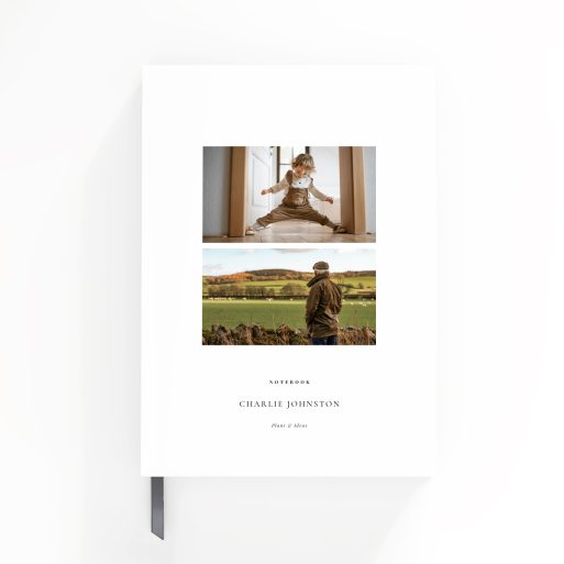 Personalised notebook design with two photos on the cover, by Utterly Printable.