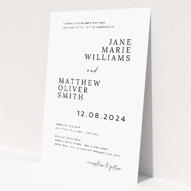 Criss Cross wedding invitation - A5 portrait, avant-garde design with bold intersecting lines. This is a view of the front
