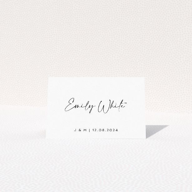 Wedding place card template featuring criss cross design. This is a view of the front