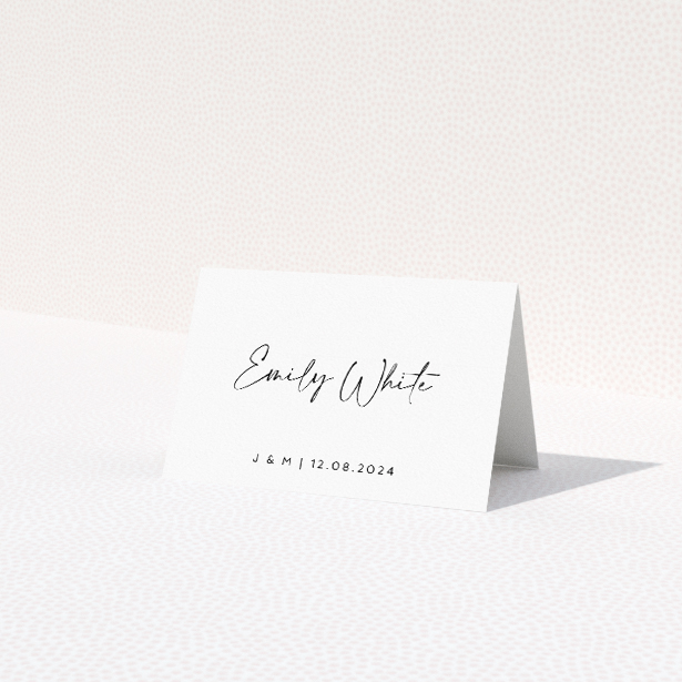 Wedding place card template featuring criss cross design. This is a view of the front