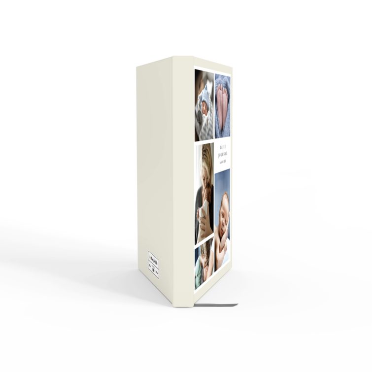 Portrait orientation notebook cover design with five photos on the front, ideal for personalisation and photo gifts from Utterly Printable.