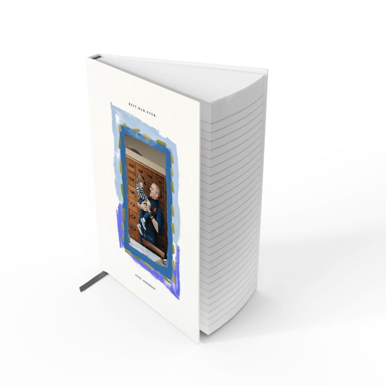 Portrait orientation personalised notebook design with one photo on the cover, ideal for gifts, from Utterly Printable.