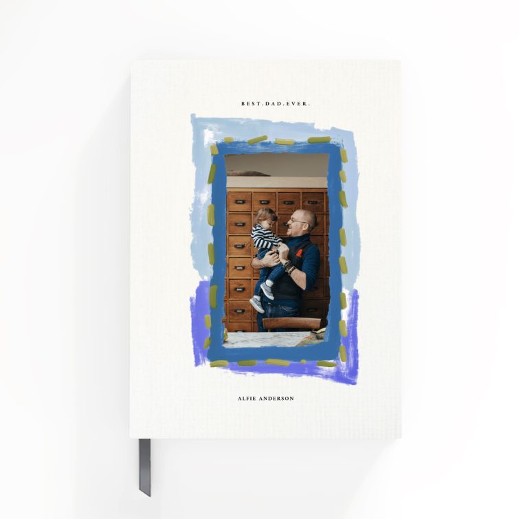 Portrait orientation personalised notebook design with one photo on the cover, ideal for gifts, from Utterly Printable.