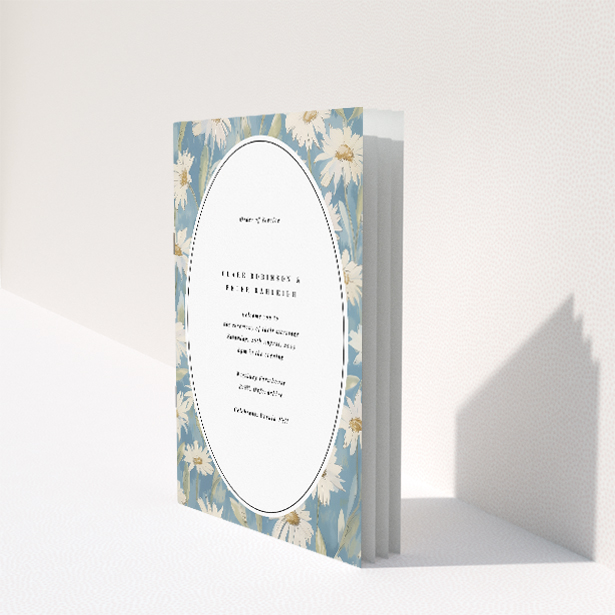 Serene Daisyfield Elegance Wedding Order of Service Booklet. This image shows the front and back sides together