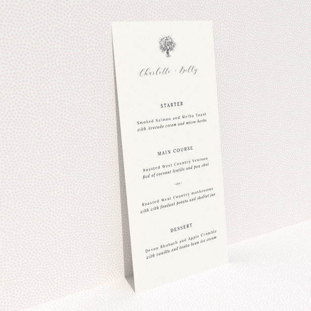 Dandelion Whispers Wedding Menu Template - Modern Elegance with Delicate Motifs. This is a view of the back