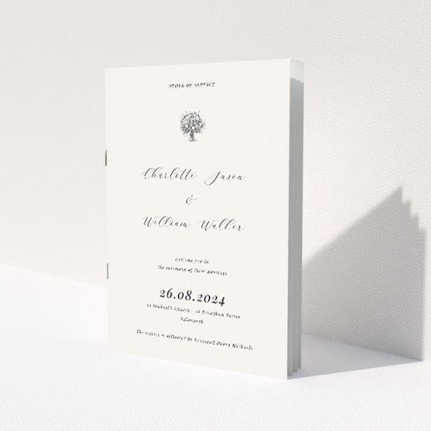 Delicate Allure Dandelion Whispers Wedding Order of Service Booklet Template. This image shows the front and back sides together