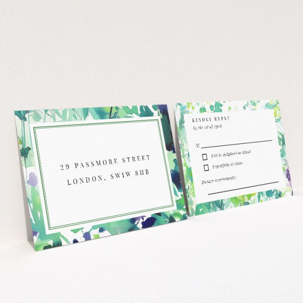 Dappled RSVP card, part of the Utterly Printable wedding stationery suite. This is a view of the back