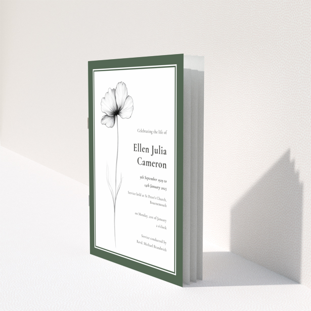 Funeral order of service program design reverse side with green border no photos Portrait
