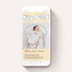 A digital baby announcement template titled "Written Above - Boy". It is a smartphone screen sized announcement in a portrait orientation. It is a photographic digital baby announcement with room for 1 photo. "Written Above - Boy" is available as a flat announcement, with tones of cream, light blue and white.