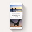 A digital wedding invite named "Bold Typography". It is a smartphone screen sized invite in a portrait orientation. It is a photographic digital wedding invite with room for 2 photos. "Bold Typography" is available as a flat invite, with tones of black and white.