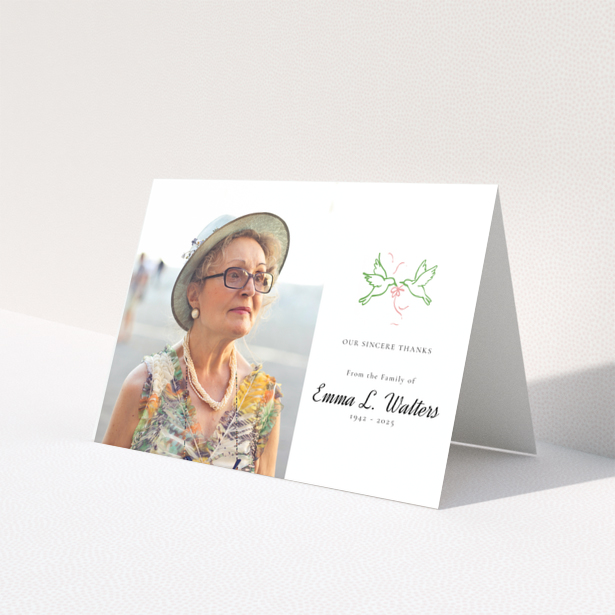 Funeral thank you card design with one photo and thank you message from the family