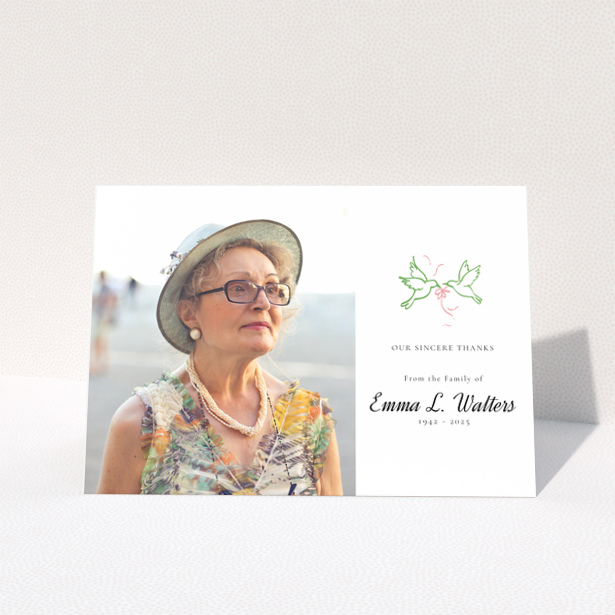 Funeral thank you card design with one photo and thank you message from the family