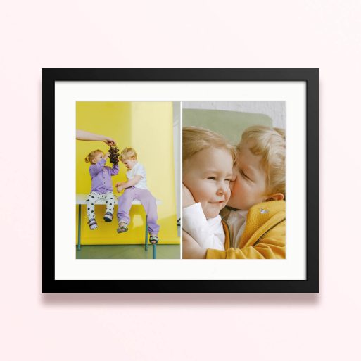 Framed and mounted photo print featuring two adorable children, with two photos.