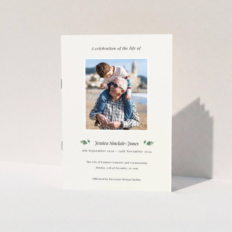 Funeral order of service program design with one photo