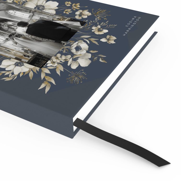 Elegant floral wedding notebooks with one photo on the cover design by Utterly Printable.